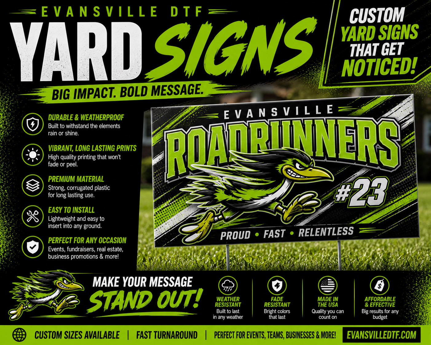 Custom YARD SIGNS Qty 10 with Stakes