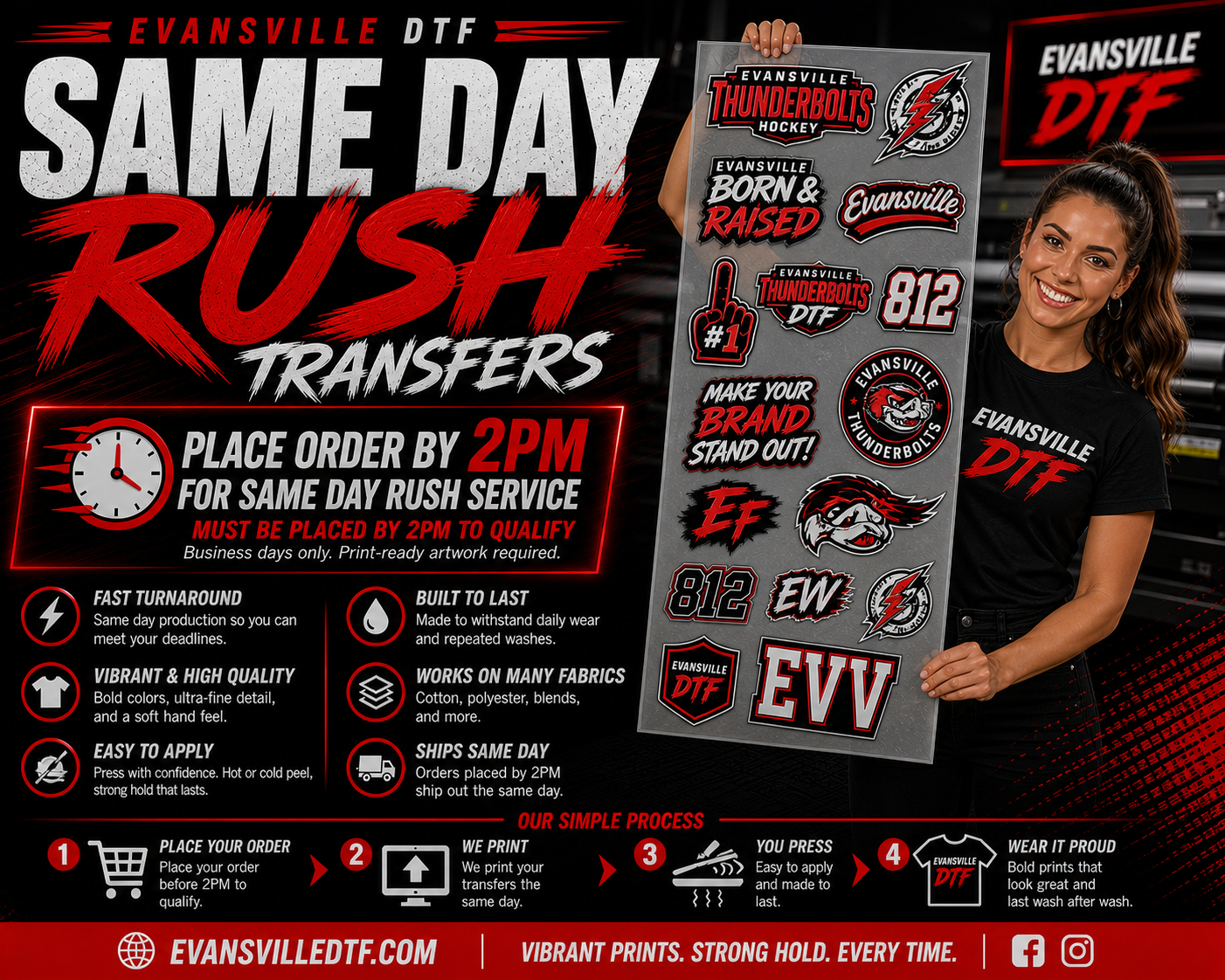 22" Same Day Rush DTF Transfers
