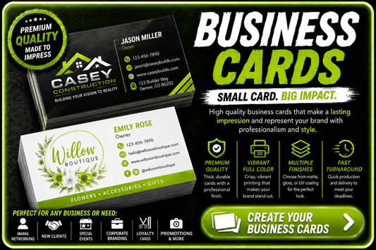 3.5" x 2" Wholesale Business Cards 16pt thickness Single or Double Sided.