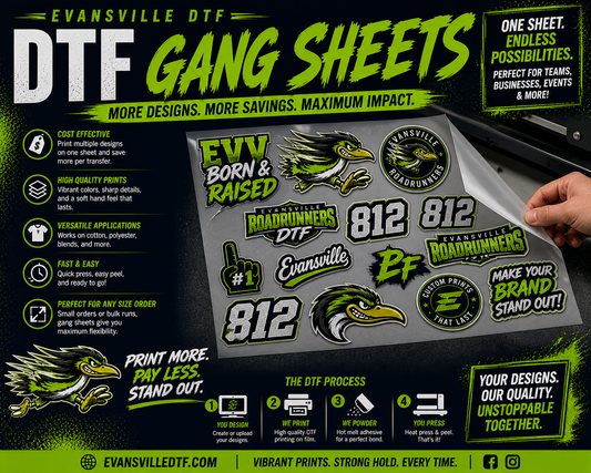 22" Gang Sheet Builder hot peel DTF transfers