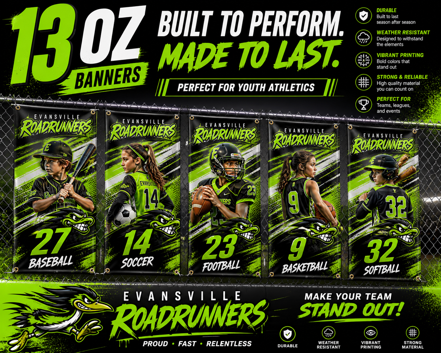 Custom 13oz Full Color Scrim Banners - Durable, Hemmed, Grommeted, & Fast Shipping