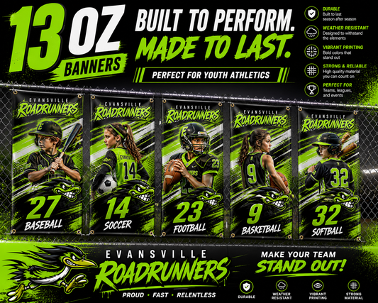 Custom 13oz Full Color Scrim Banners - Durable, Hemmed, Grommeted, & Fast Shipping